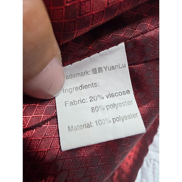 Black Velvet Blazer Jacket With Red Lining & Gold Button Details By Yuan Lu - Picture 10 of 16